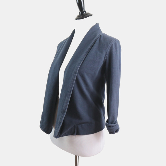 Theory Jackets & Blazers - Theory Size S Ashbey Open Front Jacket 3/4 Sleeve Jersey Navy Blue
